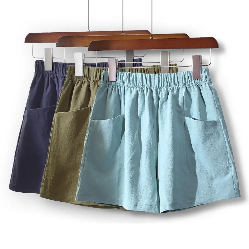 8 Colors Women Shorts Cotton Linen High Waist Wide Leg Loose Casual Pants Plus Size Bottom Lingerie Lady Basic Minimalist Womenswear Comfort