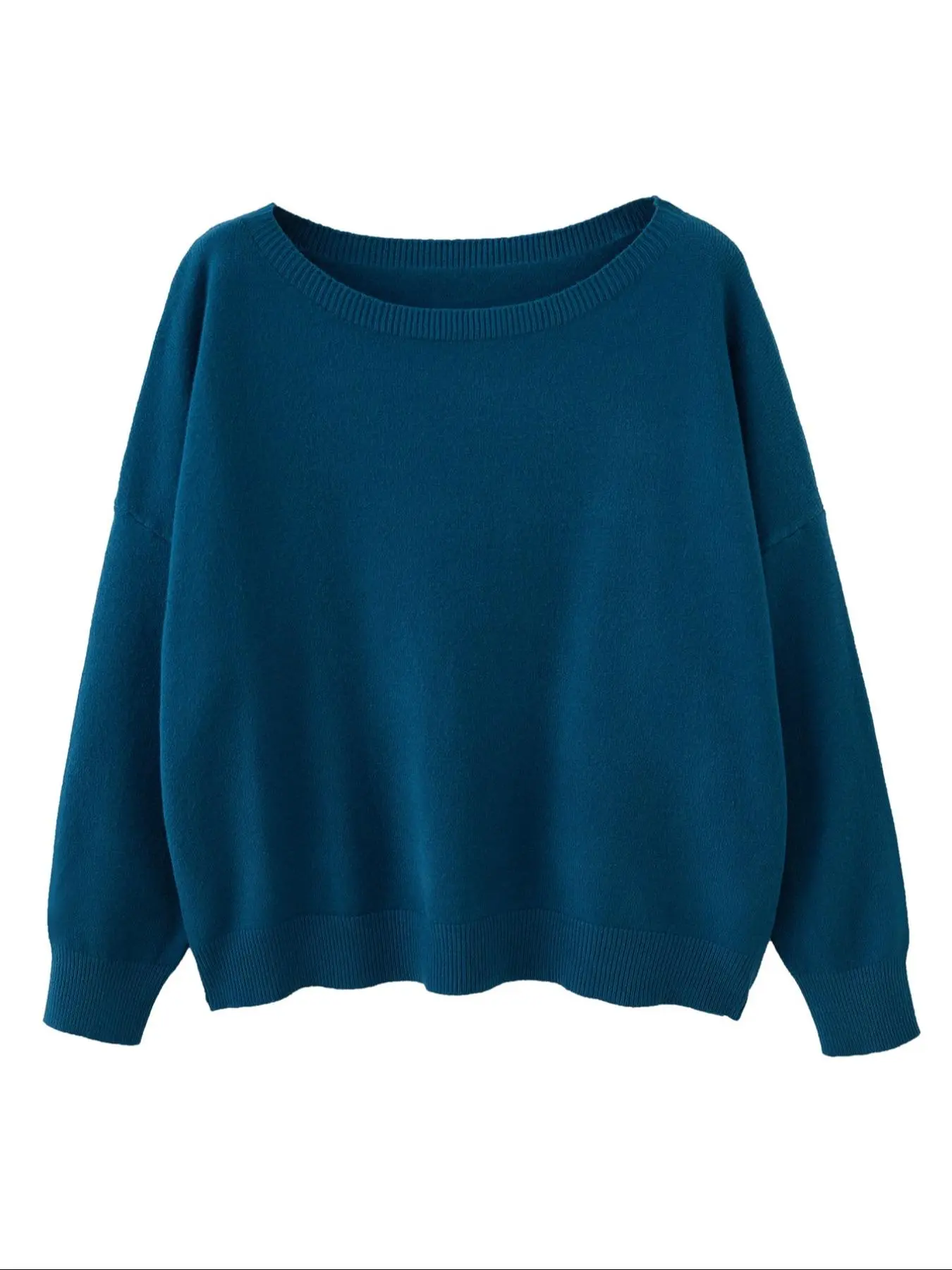 【Plus Size】 Solid Drop Shoulder Sweater, Casual Long Sleeve Scoop Neck Jumper for Fall & Winter, Women's Clothing for Daily Wear, Plus Size Clothing