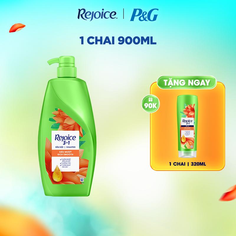 [Mua 1 tặng 1] Dầu Gội Rejoice 900ml tặng Dầu xả Rejoice 320ml Siêu Mượt/ Jeju