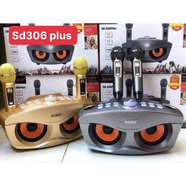 Loa karaoke mini di động SD-306 Plus loa hát karaoke đa năng + Tặng Kèm 2 Mic Không Dây