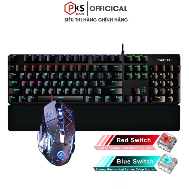 PKSMART x SKP8401+G15 - KU520+G15 - COMBO Bàn Phím Cơ Chuột Chơi Game - LED 20 Hiệu Ứng - BLUE SWITCH - Anti-Ghosting Full Phím - Dùng Cho Máy Tính Laptop - Kê Tay Tháo Rời