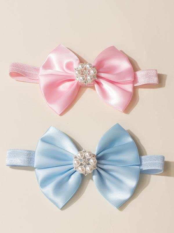 Cute Bowknot Design Baby Hair with Faux Pearls Decor, Fashion Solid Color Baby Hair Accessories for Baby Girls & Boys 3