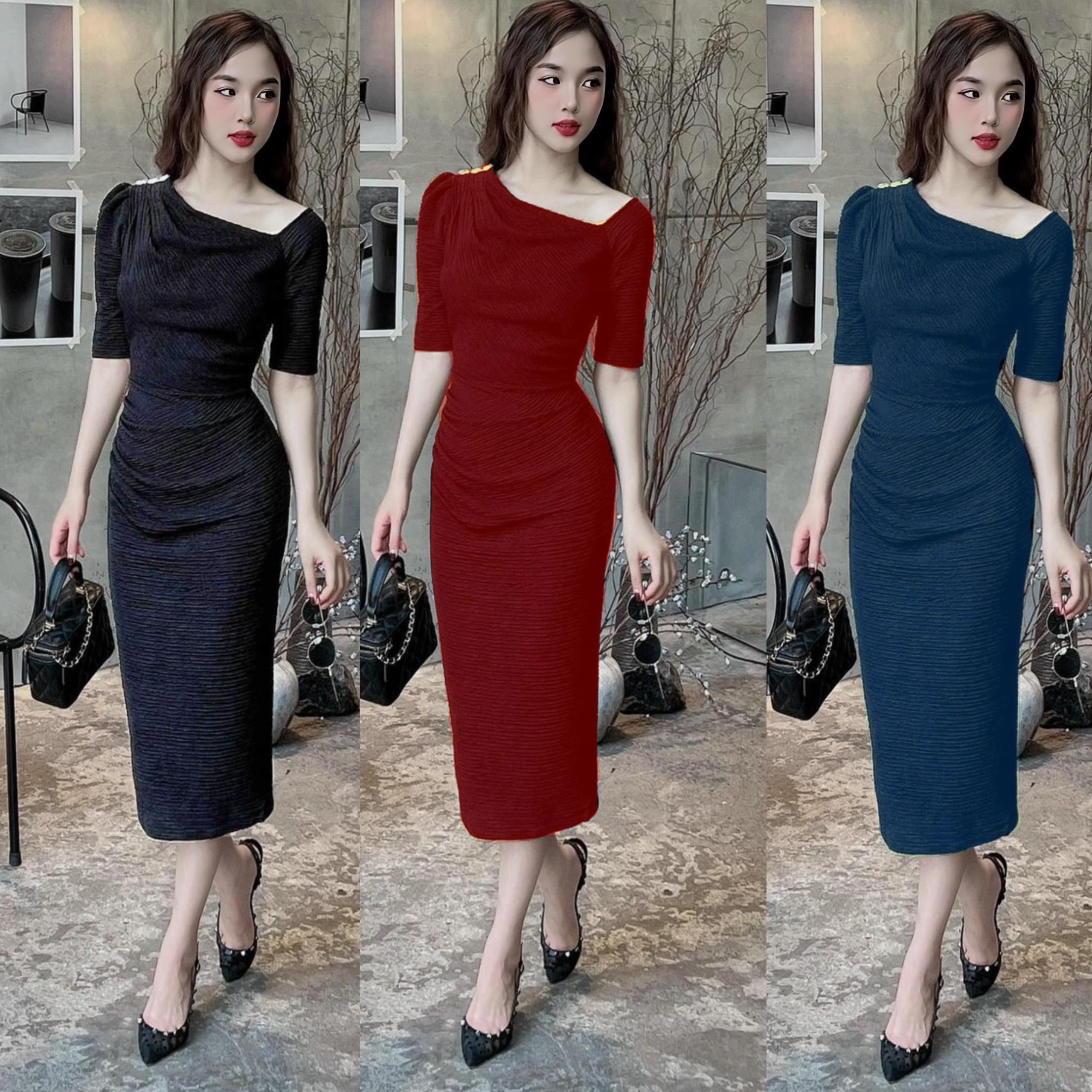 [Xả Kho] Váy Body Dự Tiệc Vải Xốp Nhật 50 - 100Kg Dễ Thương Top Nữ Dress Đen Women - A.1256