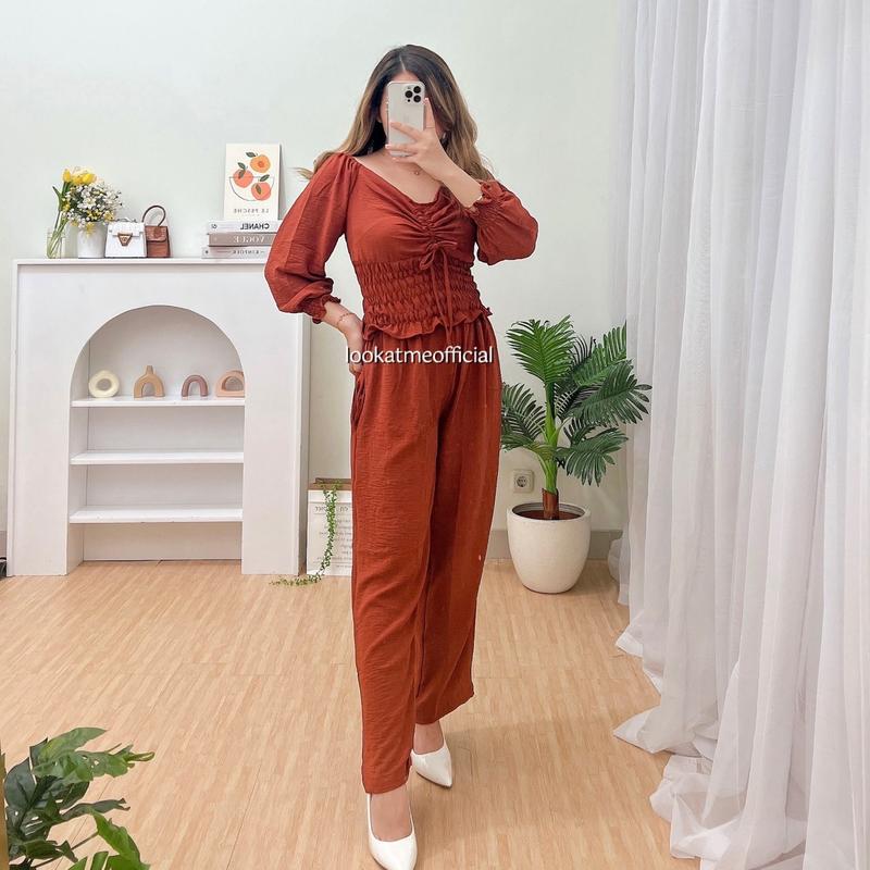 lookatmeofficual - Giselle Set 2in1 Bahan Crinkle Premium 6793 Baju Celana 6