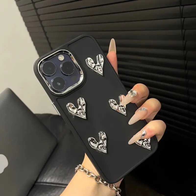 ￼Ốp Điện Thoại Dẻo Họa Tiết Trái Tim Đen Độc Đáo Cho iphone 7/8/plus/xsmax/11/12/13/14/pro/promax 6