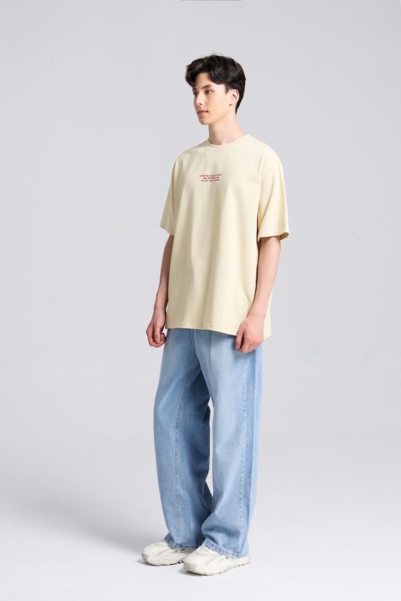 Product Introduction of Áo Thun Nam Cổ Tròn Tay Ngắn Thời Trang Y2010 Vải Cotton 2 Chiều Co Giãn Dáng Rộng No Style M107 23603 |YaMe| 7