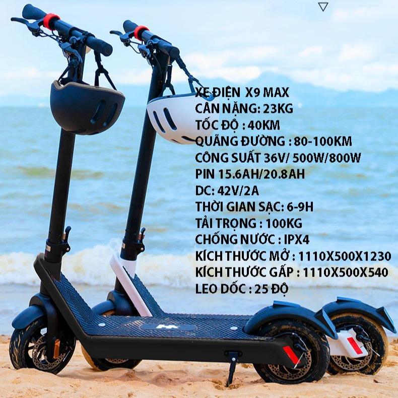 Xe scooter điện X9-PROMAX dành cho người lớn đi 100km/ lần sạc - xe điện đa năng