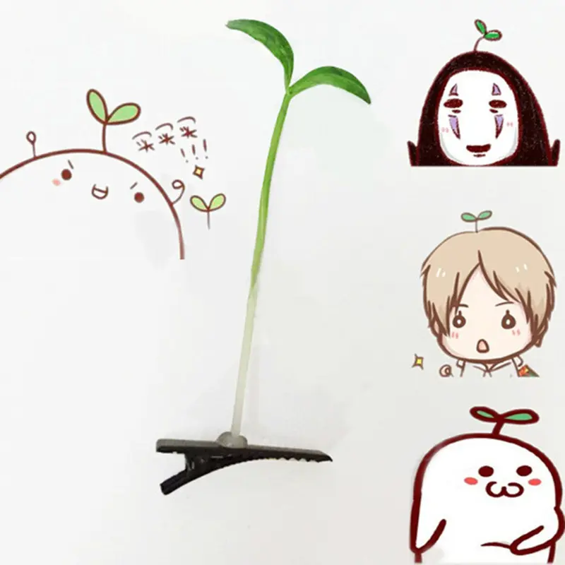HPDA hairpin sepucuk daun tunas tauge sporut hick jepit rambut cosplay 0