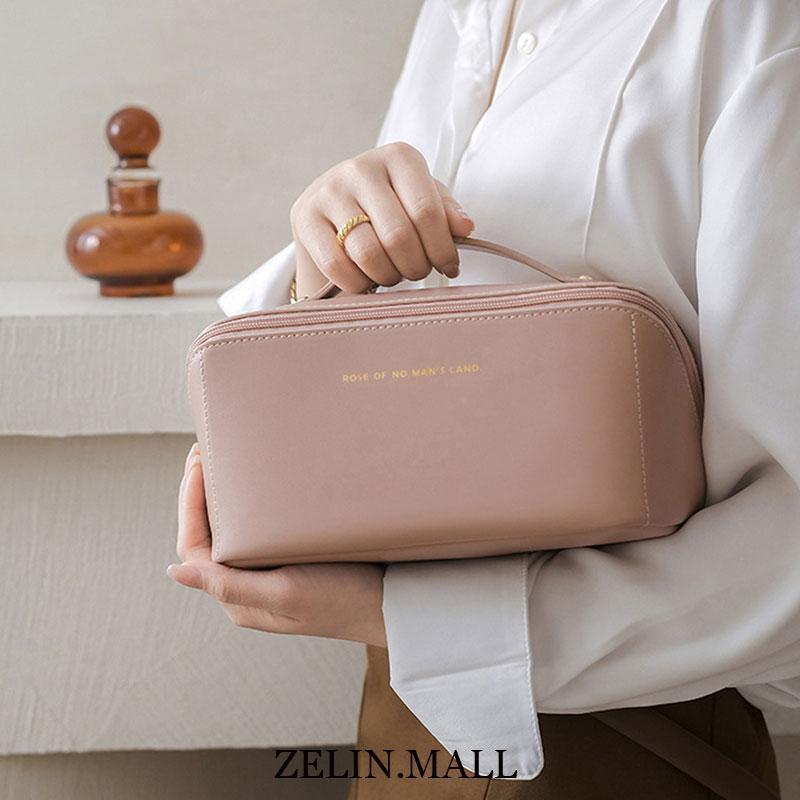 Tas Kosmetik Perjalanan Besar untuk Wanita Pu Kulit Organizer Kosmetik Kantung Penyimpanan Tas Rias Berkapasitas Tinggi Untuk Kotak Rias Wanita 5