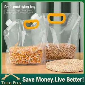 Kantong Plastik Lipat Portable untuk Penyimpanan Sereal, Beras, dan Air Minum Camping Water Bag 5Pcs