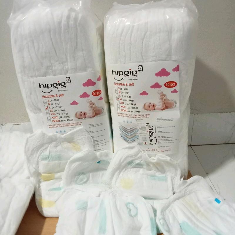 Bỉm (tã) quần hipgig A  50 miếng ( hàng mỏng vừa 2-3mm). Voi tã 3