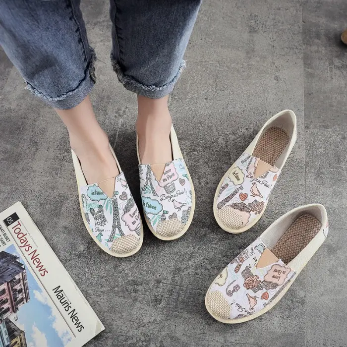 SH60 Sepatu Kanvas Wanita Flat Mix Pattern Women Flat Shoe 3
