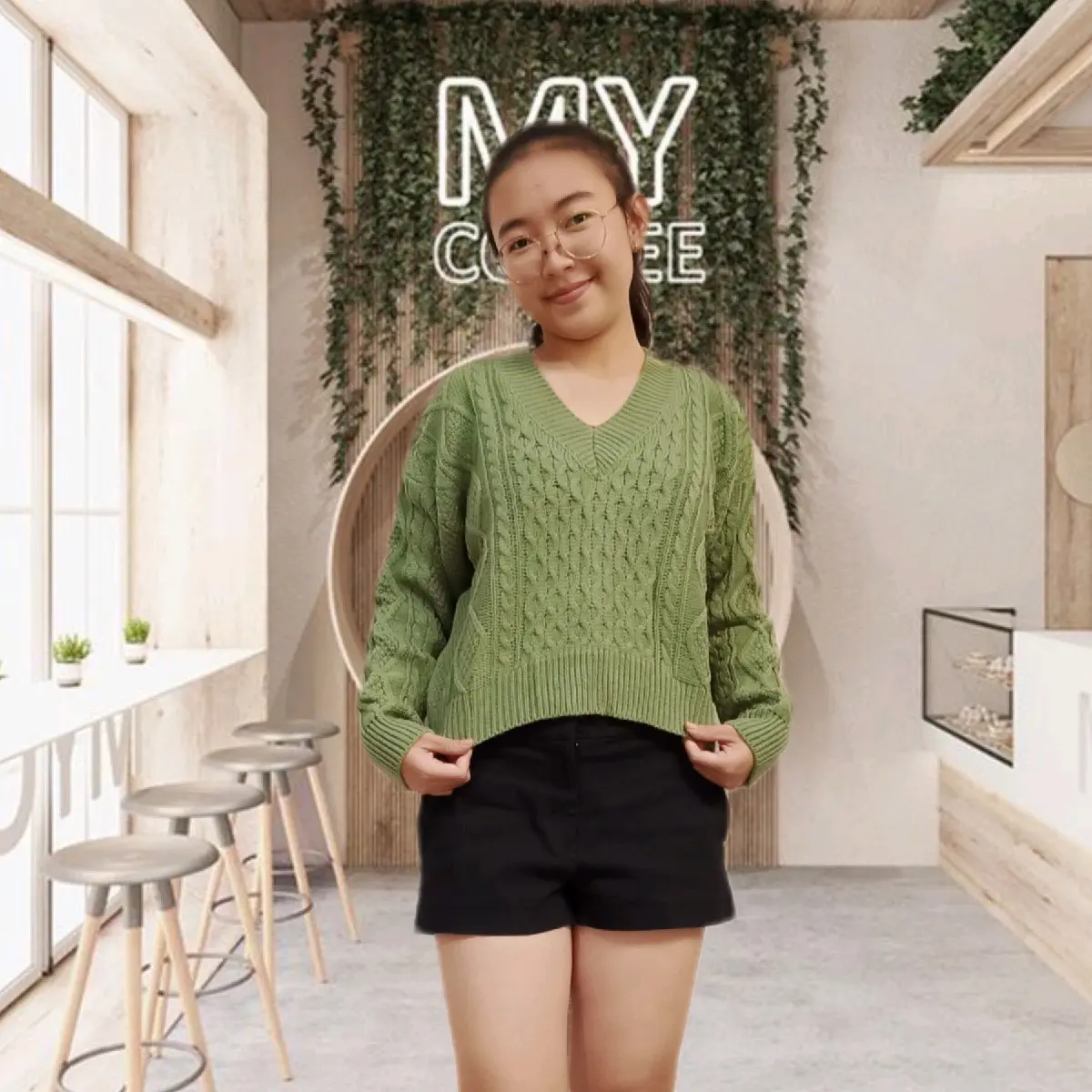 Crop cardigan rajut vnet korea (m01)
