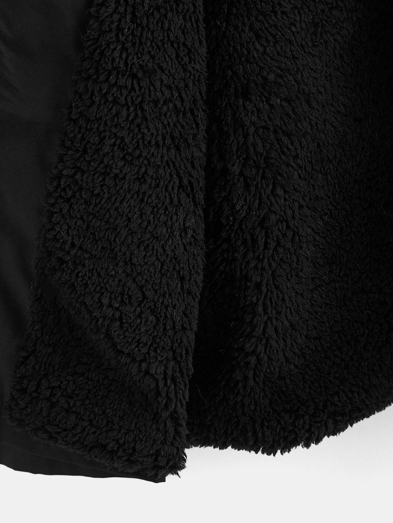 Product Introduction of 【Plus Size】 Women's Solid Color Jacket, Casual Long Sleeve Fuzzy Trim Coat for Fall & Winter, Women's Clothing for Daily Wear 4