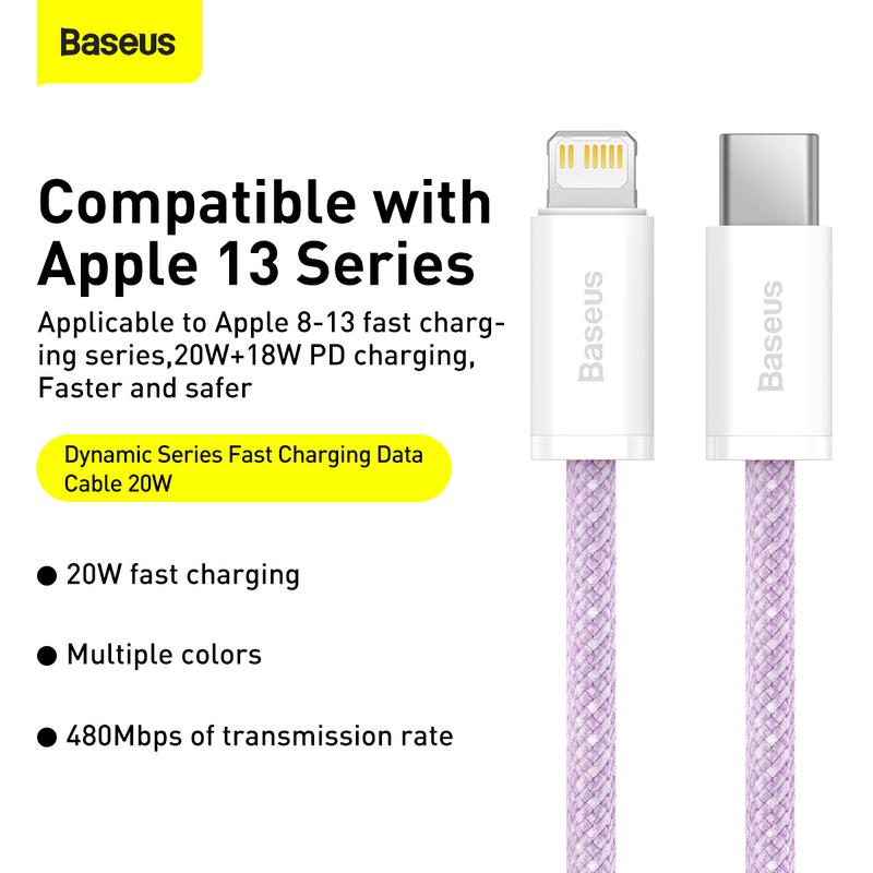 Baseus Dây Sạc 20W Type-C to Lightning cáp sạc nhanh thích hợp cho i13 i12 Pro Max hỗ trợ truyền dữ liệu 480Mbps Usb Phụ Kiện