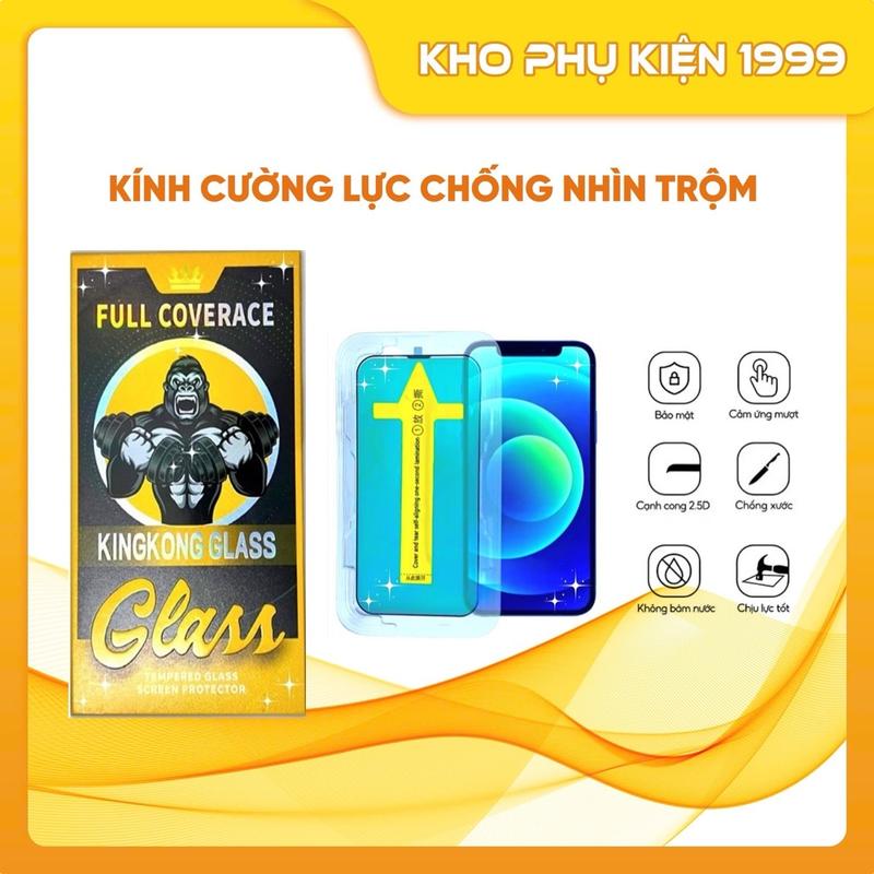 ( CHỐNG NHÌN TRỘM ) Kính cường lực iphone tự dán KINGKONG GLASS FULL BOX chống nhìn trộm cho ip 7P/8P/X/Xsmax/11/11promax/...15promax Phụ Kiện màn  hình