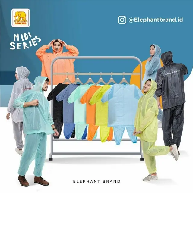 Jas Hujan Setelan Dewasa Ponco + Celana Midi / Elephant Brand 1