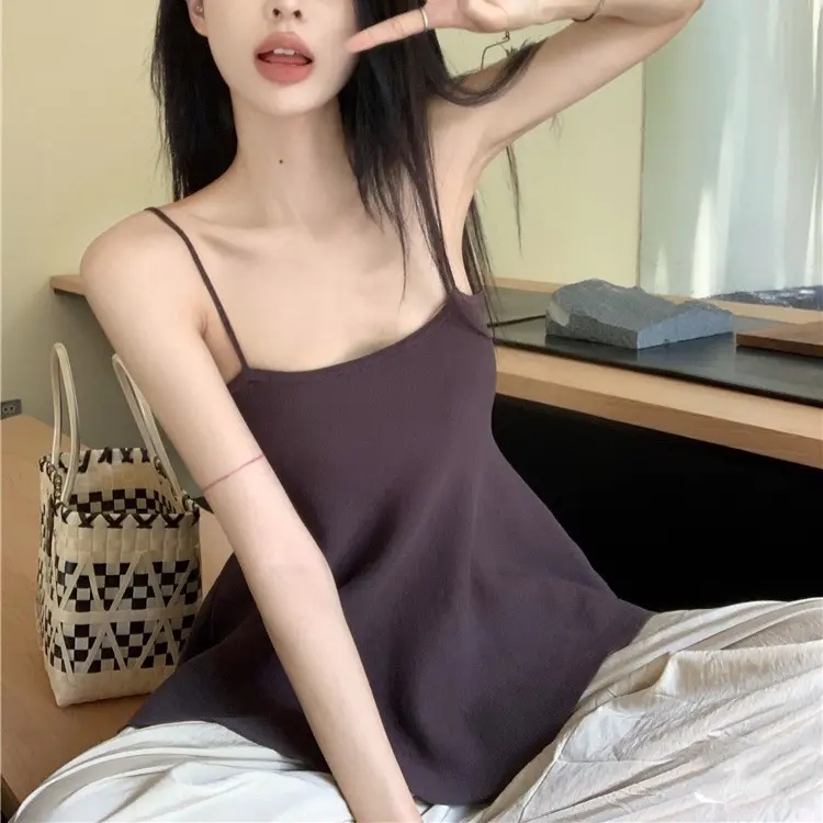 Holiday Knitted Vest Women's Summer New Waist-Tight Sexy Inner Wear Outer Wear Sling