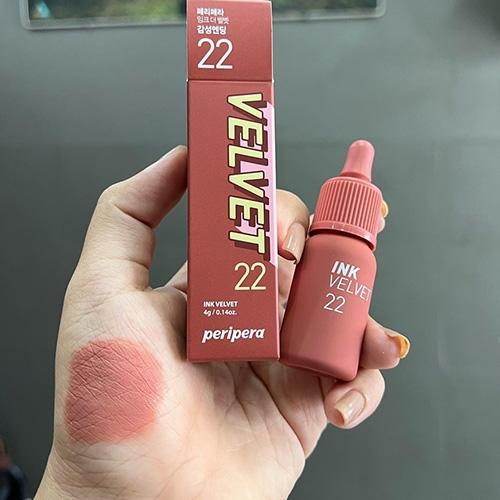 Son Ink 22 Hồng Khói, Son Kem Lì Peripera Ink Velvet 22 Bouquet Nude 4g Màu Hồng Khói