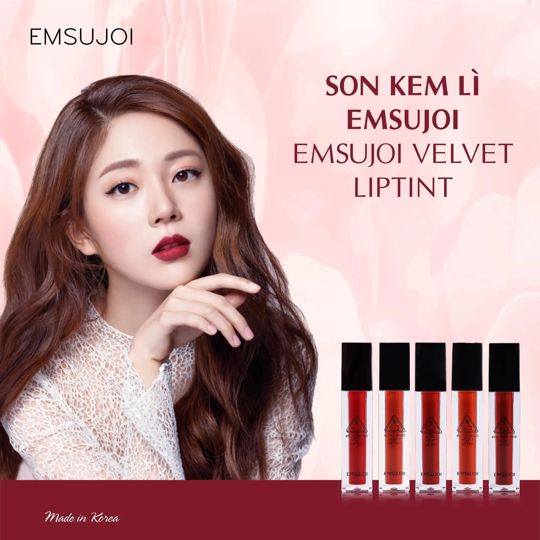 Son kem EMSUJOI Velvet Liptint, Made in Korean Cosmetic Women Son Môi Mỹ Phẩm