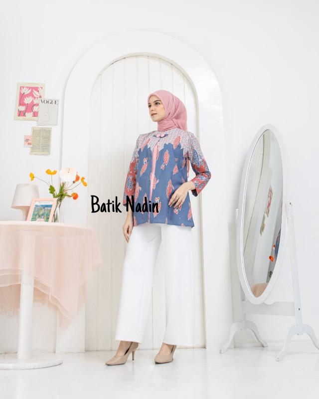 Product Introduction of Blouse Mega Mendung - Baju Batik Wanita Kerja Blouse Motif Mega Mendung Warna soft 5