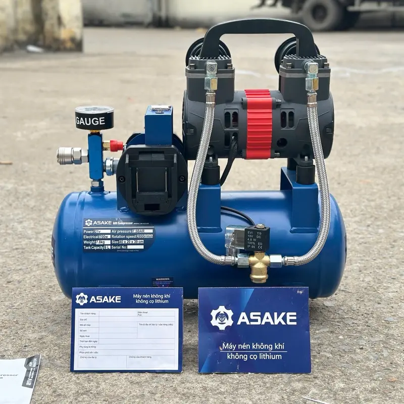 Máy Nén Khí Pin Asake AK - AC02M Dung Tích 9L Chân Pin Phổ Thông M21 Bảo Hành 6 Tháng 5