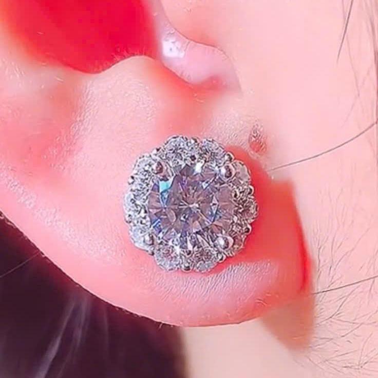 Khuyên Tai  Bông tai Halo 6Ly thanh lịch sang trọng sáng lấp lánh, hoa tai cho phụ nữ Women bông  tai cao cấp khuyên  tai dsq khuyên  tai