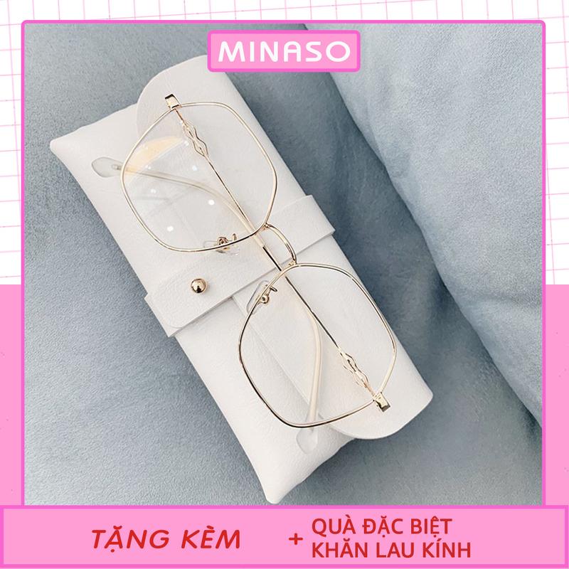 Kính mắt gọng cận đa giác nữ thời trang phong cách Hàn Quốc chống ánh sáng xanh, tặng quà hộp đựng kính và khăn lau kính 023