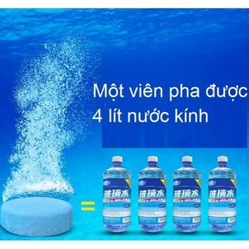 Bộ 100 Viên sủi rửa bề mặt kính - Pha nước 4 lít nước rửa kính xe, chất tẩy rửa kính lái xe ô tô