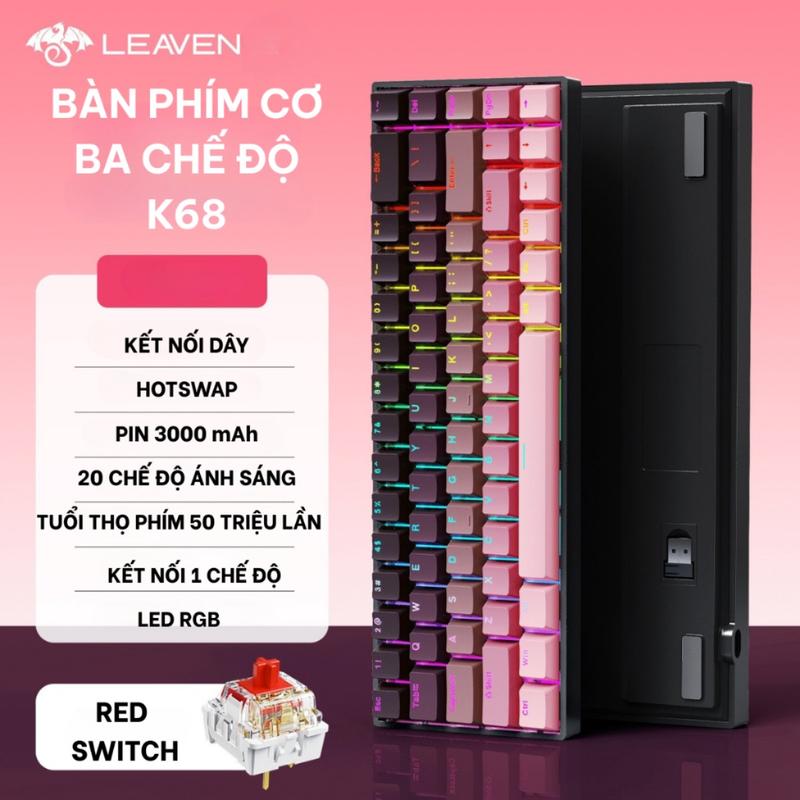 Bàn Phím Cơ Bluetooth K68BT Trục Cơ Red Switch. Có Hotswap Kết Nối Máy Tính/…
