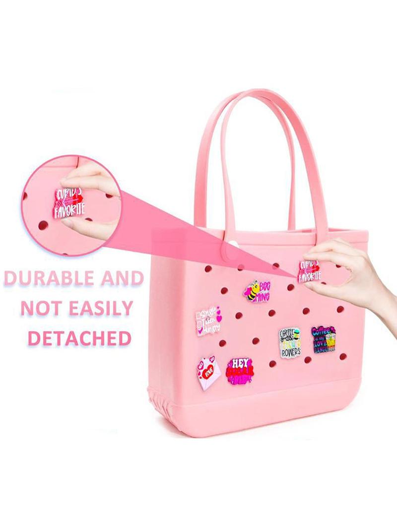 Product Introduction of Cute Letter Pattern Bag Charm, Fashionable Bag Decoration for Beach Bag, Bag Decoration for Women & Girls, Bag Accessories for Beach Bag 4