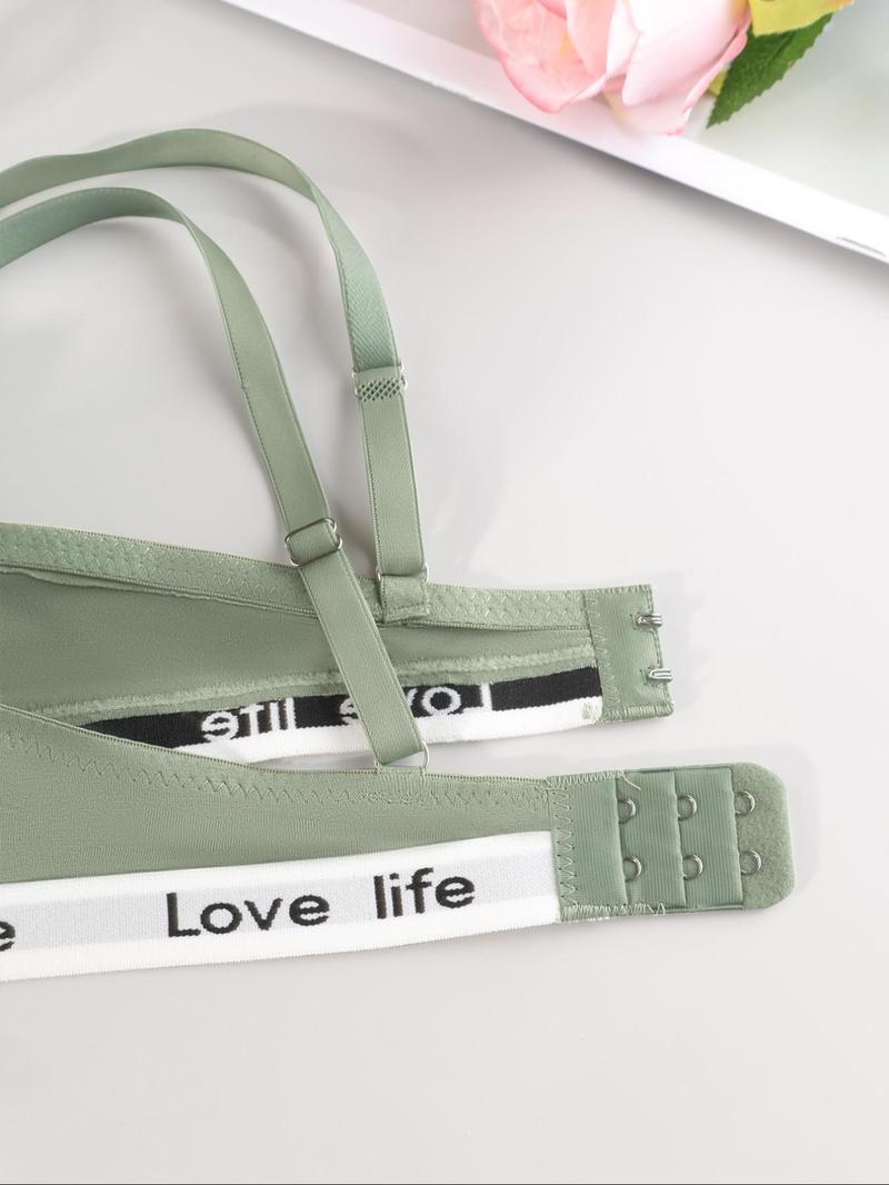Product Introduction of Women's Letter Tape Push Up Bra, Casual Comfy Breathable Adjustable Strap Underwire Bra, Ladies Lingerie for All Seasons 6