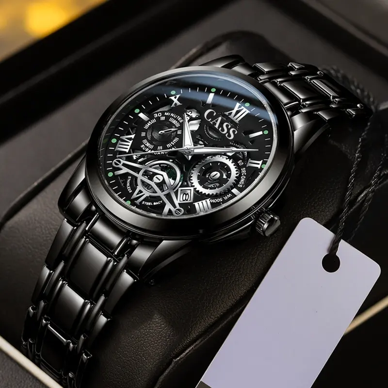 JAM TANGAN PRIA IMPORT 2024 NEW CASS MEN'S WATCH FASHION HOLLOW BUSINESS WATCH TREN WATERPROOF NIGHT LIGHT LUMINOUS QUARTZ QUARTZ SEGOOD WATCHES 3