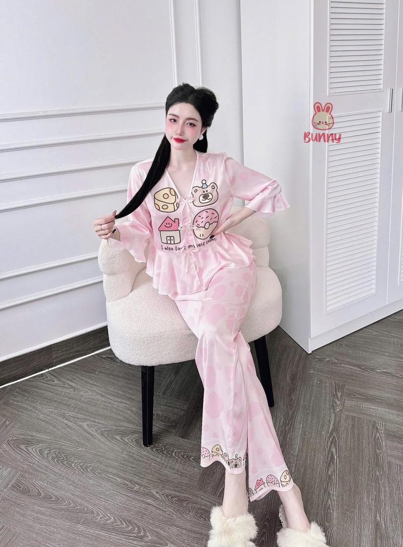 Product Introduction of Pyjama TNQD form babydoll - tay lỡ - chất liệu lụa latin - size <58kg Nữ 4