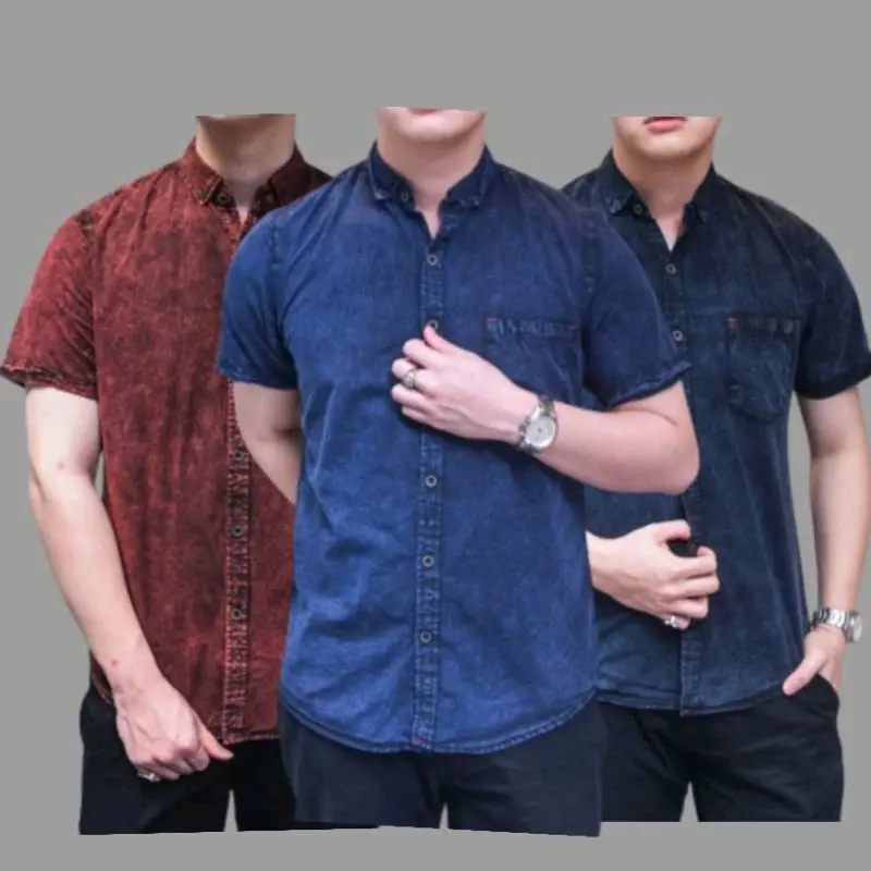 KEMEJA PRIA  LENGAN PENDEK AZTARAJA FASHION // KEMEJA COWOK LENGAN PENDEK PRIA Slim-fitting Formal pendaki outfit baju burgundy manis size- (m)   [bb 50kg] Casual