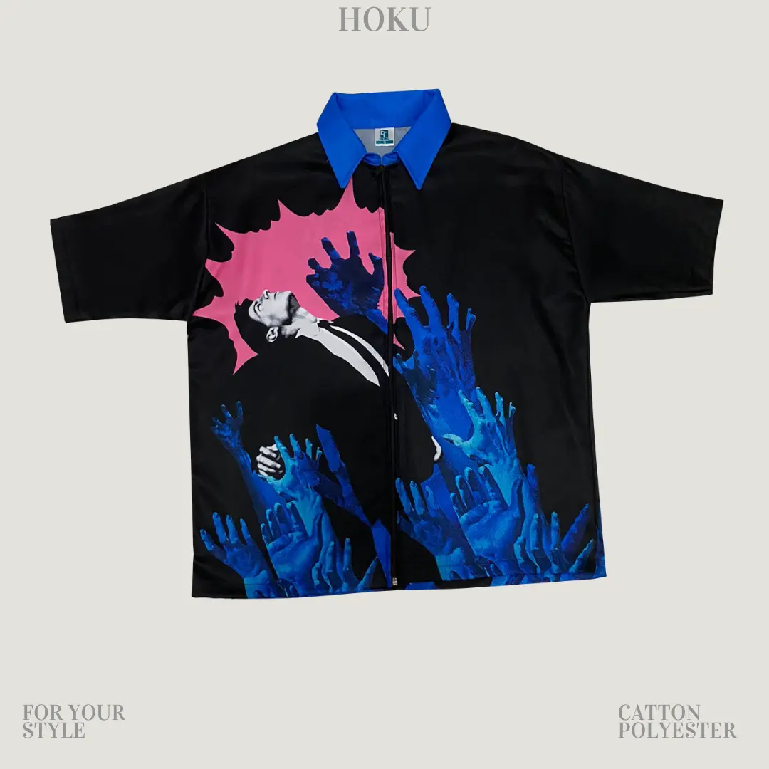HOKU | Pucced Me Back Shirt Kemeja Oversize Kemeja Unisex Casual T shrit Pakaian Semi Formal Kemeja Anak Muda Kemeja Motif Katun Pendek Pria Kaos Panjang Distro Atasan Pantai Baju Wanita Hitam