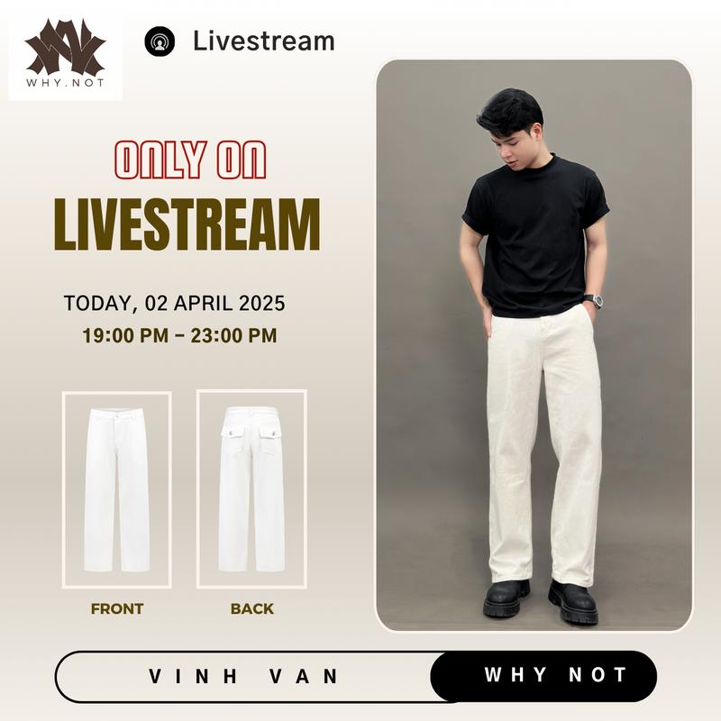 [VINH VAN x WHY.NOT] Quần Jean Ống Suông Kaki Denim Túi Chéo - Quần KaKi Trắng - Quần Jean Suông Nam Nữ - Quần Bò Ống Rộng