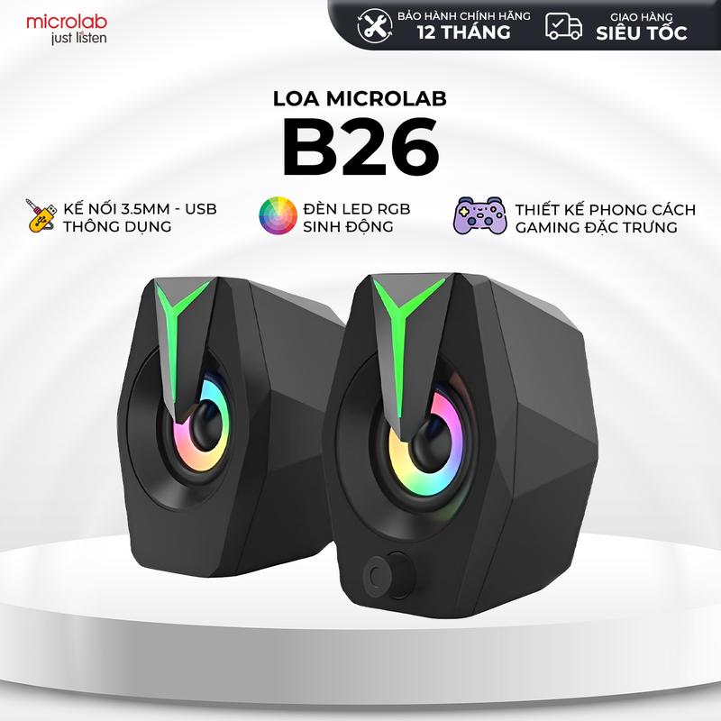 Loa Vi Tính Mini Microlab B26 2.0 Củ Loa Led Nghe Nhạc Củ Loa Led