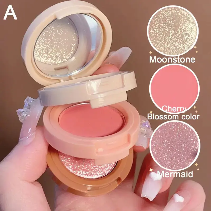 Bảng Phấn Bắt Sáng, 3 Trong 1, Đường Viền Đồng, Lấp Lánh, Lâu Trôi, Phấn Mắt, Mỹ Phẩm, Trang Điểm Ngọc Trai Hàn Quốc, D6R8 Cosmetic 0