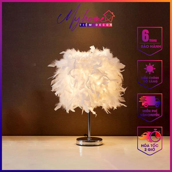 Đèn ngủ lông vũ để bàn trang trí siêu đẹp My Home có nhiều màu sắc cắm USB DN007