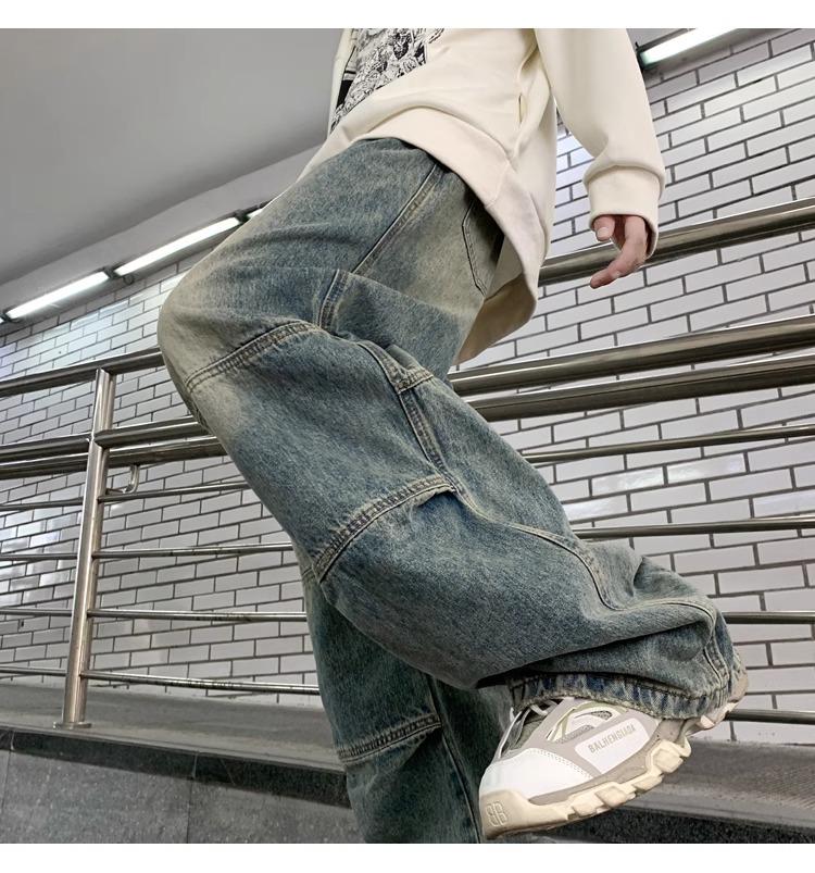 Product Introduction of Clothing Fashion Men's and Women's Clothing Thin Washed Worn Jeans Men's Fashion Brand Spring and Autumn American Style Loose Straight-Leg Wide-Leg Pants Men's Trendy Casual Pants Menswear Lingerie Trouser Denim 20