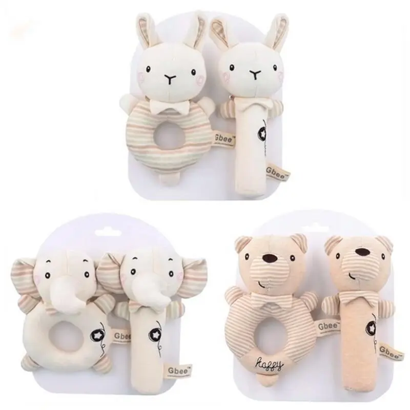 Mamimamihome Handbell Rattle Soft Plush Toys Animals Teether Squeeze Chimes Sound Baby Toy For Newbron