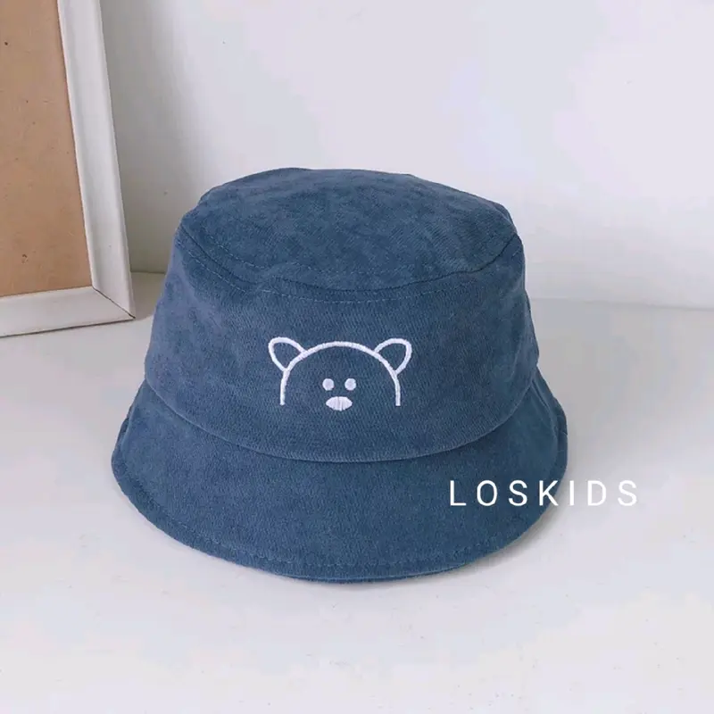 TOPI ANAK BAYI 1 SAMPE 3 TAHUN TOPI BUCKET ANAK BERKUALITAS MOTIF BERUANG TERBARU Hitam Denim 3