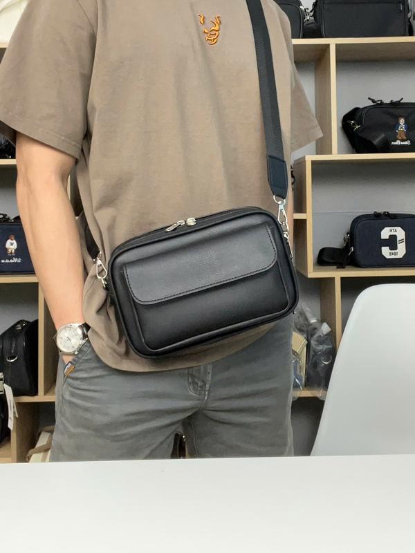 Túi đeo chéo nam cao cấp da Microfiber nhiều ngăn màu đen size 23cm x 15cm x 9cm chống nước - Bag đeo vai tuideo  cheonam