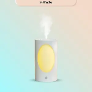 Night Lamp Humidifier Diffuser 600ml dengan Lampu LED 3 Warna | USB Charger | Pelembab ruangan dengan Lampu Tidur yang menenangkan