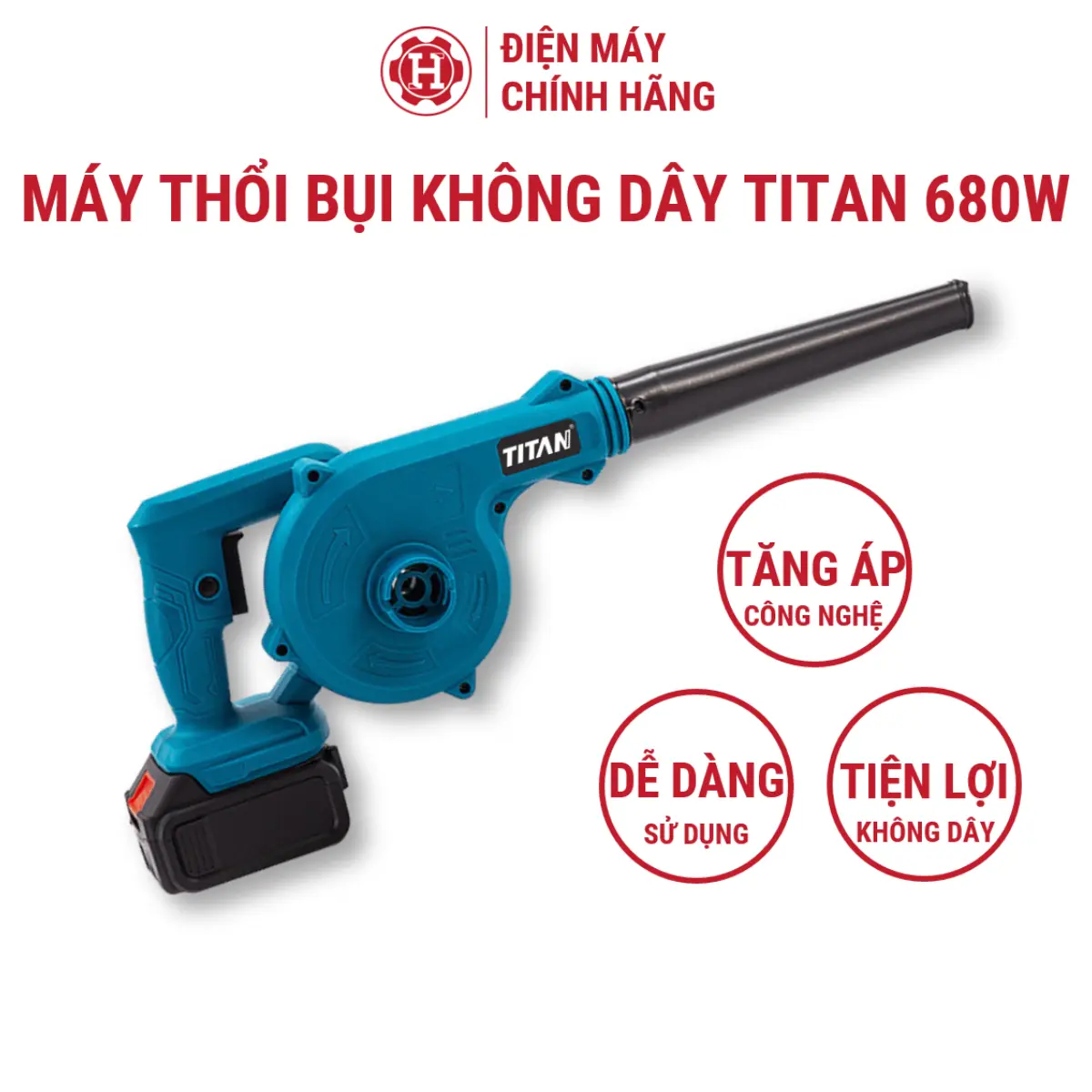 Máy thổi bụi cầm tay không dây công suất lớn Titan 680W