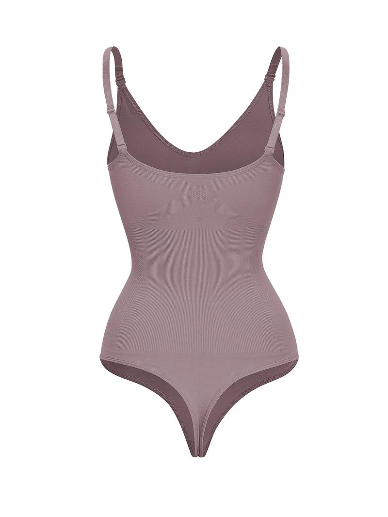 Product Introduction of Women's Solid Backless V Neck Shapewear Bodysuit, Hook Eye Design Basic Minimalist Adjustable Strap Bodysuit, Ladies Shapewear for Daily Wear, Tummy Tuck Garment 8
