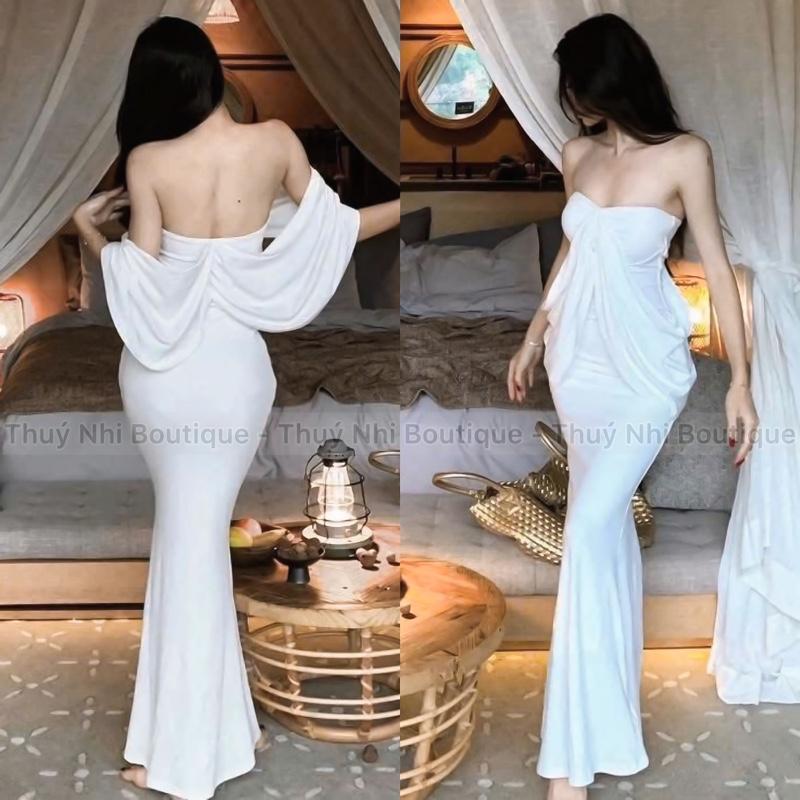 ĐẦM BODY ỐNG CÚP NGỰC DÁNG DÀI ĐUÔI CÁ THUN LẠNH CÓ SẴN MÚT