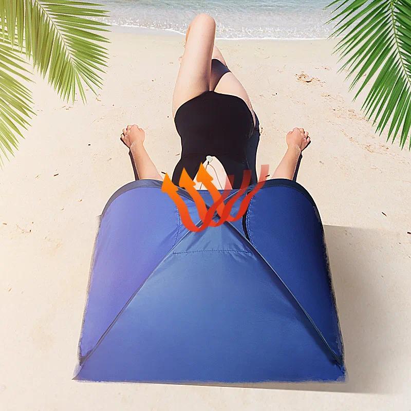Product Introduction of Outdoor automatic quick-opening beach sunshade lazy tent sun and windproof warmth shade sun protection headrest ultralight tent 5