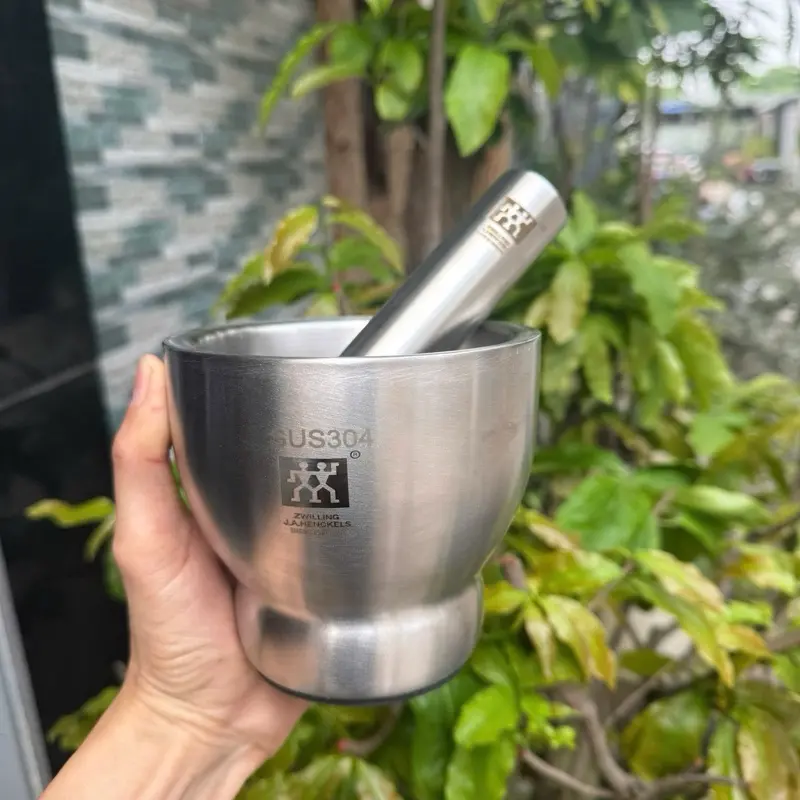 Bộ Cối Chày Inox 304 Đúc Nguyên Khối
